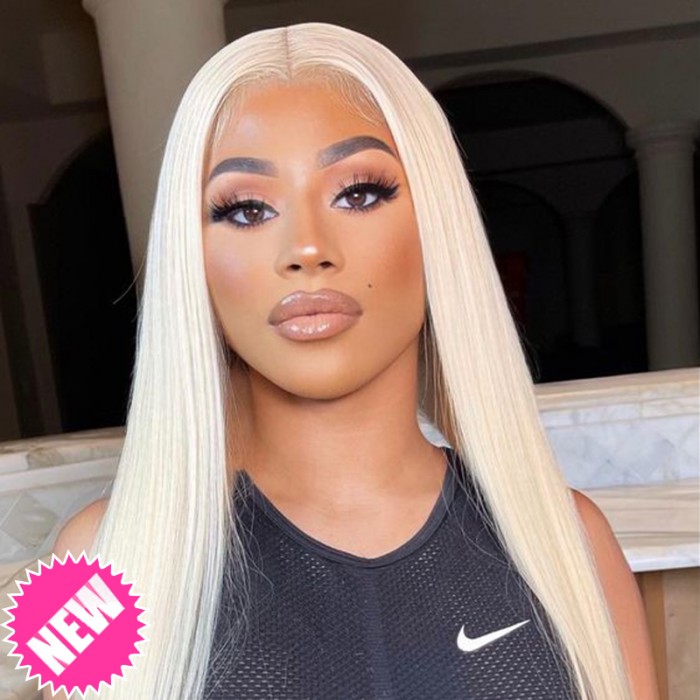 Blonde 613 Straight Wear & Go Glueless Lace Closure 180% Density Color Wig 