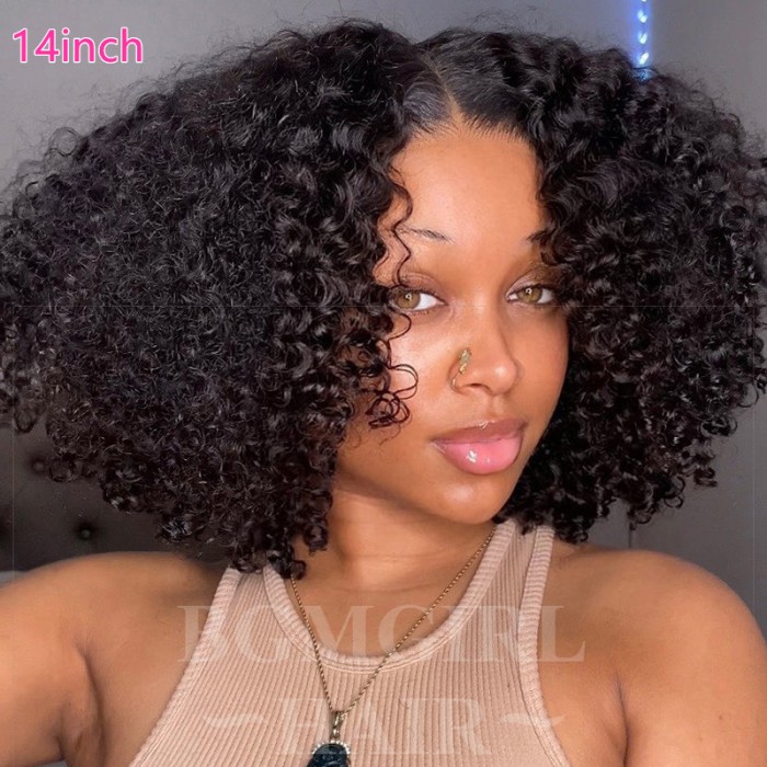 Short Bob Kinky Curly Wear & Go Glueless 180% HD Lace Closure Wig