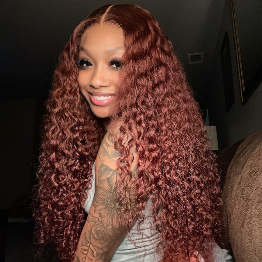 Reddish Brown Deep Wave Wear Go Wig