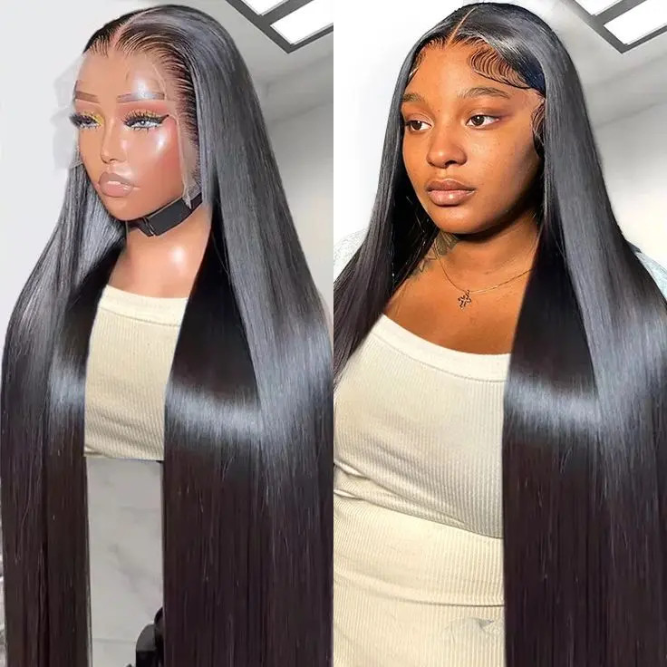 200% Silky Straight 13x4 HD Pre-bleached Knots Human Hair Lace Front Wig US Only