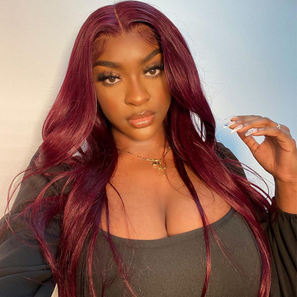 99J Burgundy Straight Lace Front Wig | BGMgirl