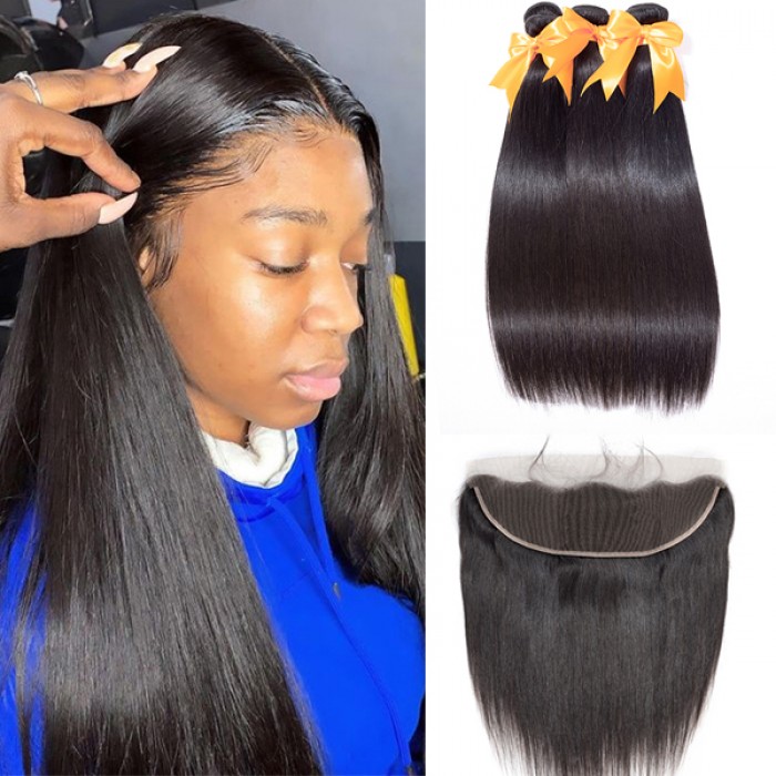 Straight Bundles With Frontal Human Hair Extensions | BGMGirl