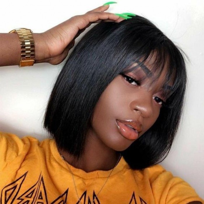 Straight Short Bob Wig With Bangs