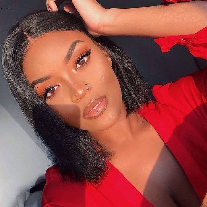 Straight 14 Inch Short Bob Lace Closure Wig