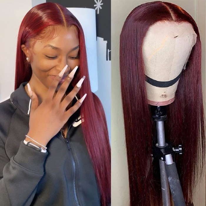 99J Burgundy Straight Lace Front Wig