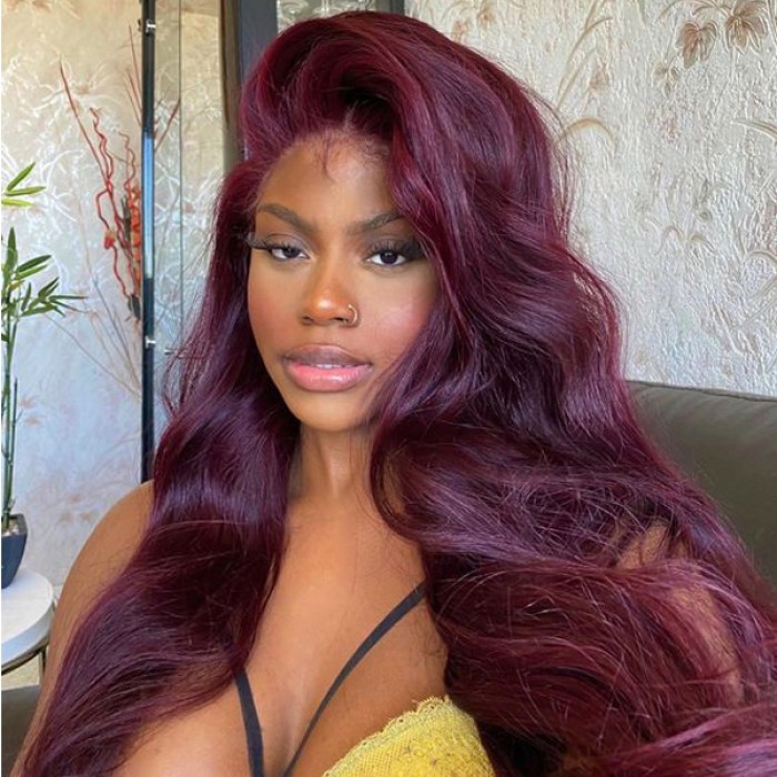 99J Burgundy Body Wave Lace Front Wig | BGM Hair