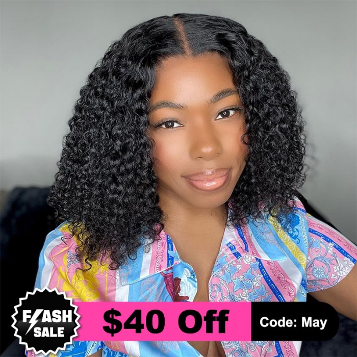 Short Bob Water Wave Wear & Go Glueless 180% HD Lace Closure Wig 