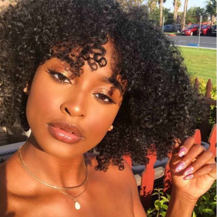 Kinky Curly Short Bob Wig With Bangs