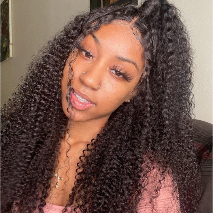 Kinky Curly T Part Human Hair Wig
