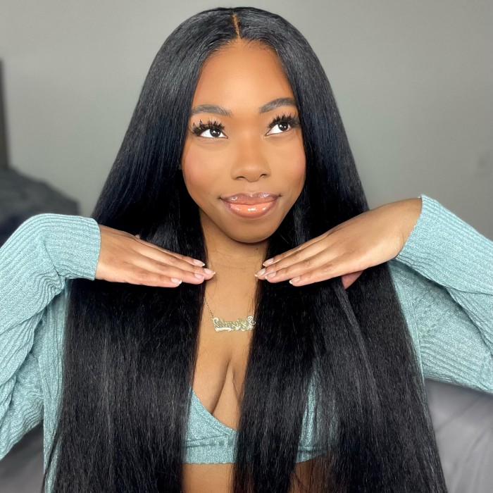 Kinky Straight Wear & Go Glueless 180% HD Lace Closure Wig