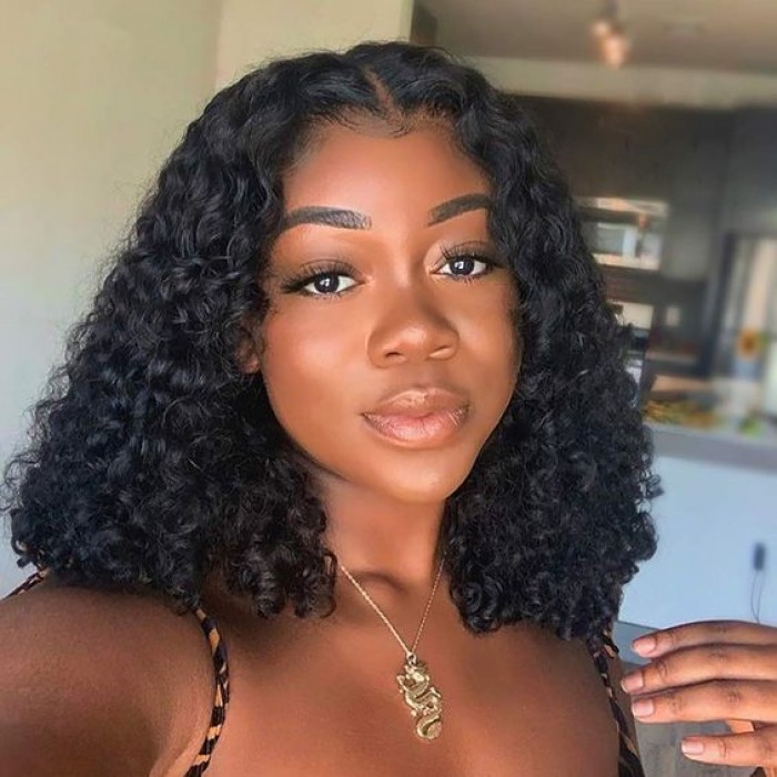 Deep Wave 16 Inch Short Bob Lace Closure Wig