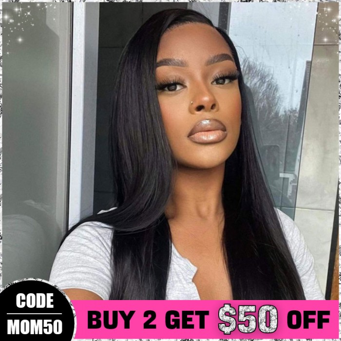 Straight Wear & Go Glueless HD Lace Front 180% Density Wig