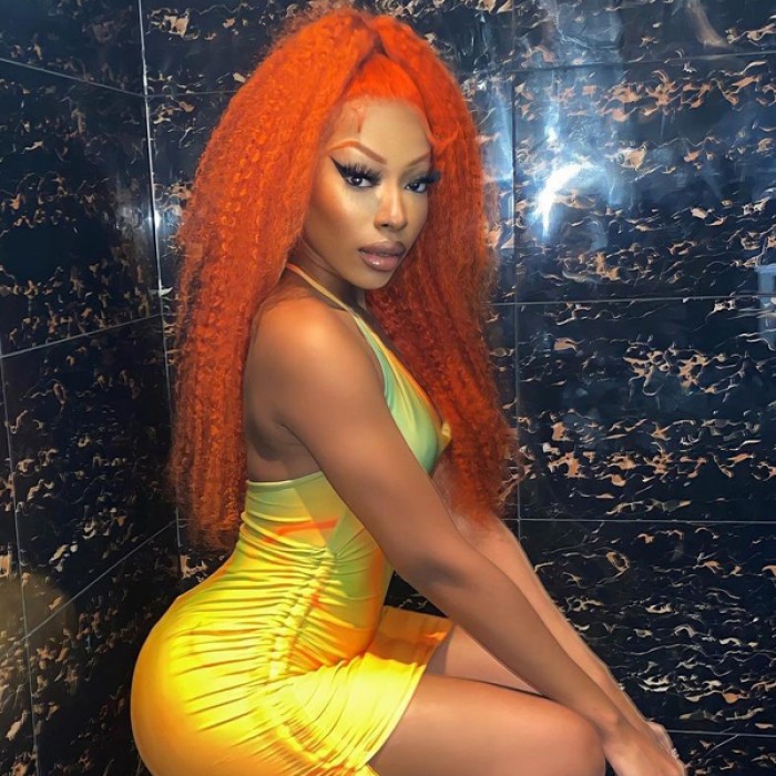 Orange Kinky Curly Lace Front Wig | BGMGirl