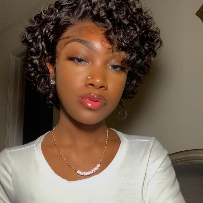Short Pixie Cut Curly Bob Lace Front Wig | BGMGirl
