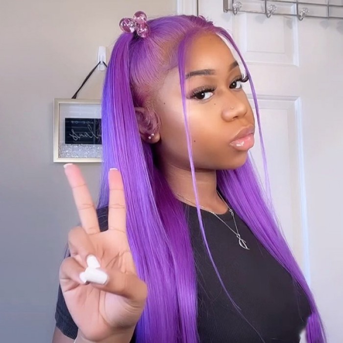 Lavender Purple Straight Lace Front Wig
