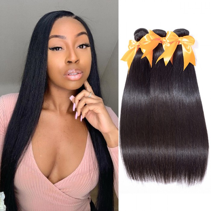 Straight 4 Bundles Human Hair Extensions