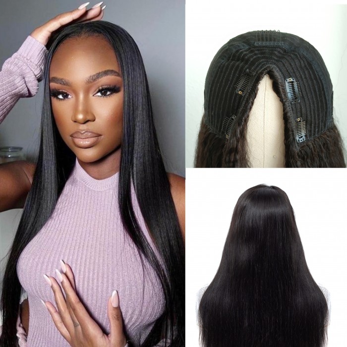 Straight V part Wig Human Hair Wig Afterpay Wigs