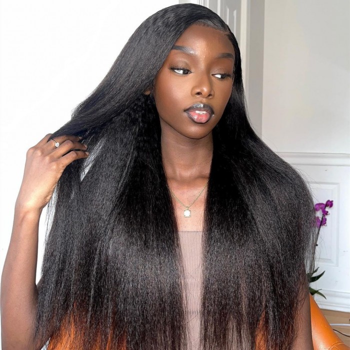 Kinky Straight Wear & Go HD Lace Front 180% Density Wig