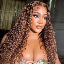 Brown Highlight Deep Wave Wear & Go Glueless180% HD Lace Closure Color Wig | BGM Hair