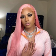 Light Pink Straight Color Lace Front Wig | BGM Hair