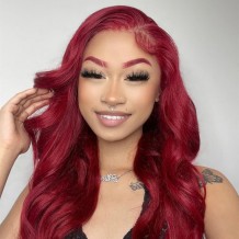 Dark Red Straight Color Lace Front Wig | BGM Hair