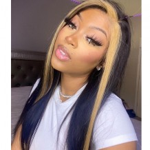 Skunk Stripe Straight Lace Front Wig | BGM Hair