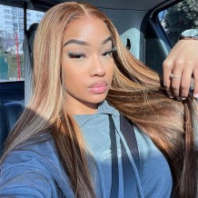 Brown Highlight Straight Wear & Go Glueless 180% HD Lace Closure Color Wig | BGM Hair