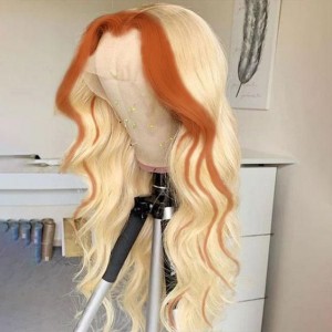 Blonde/Ginger Skunk Stripe Straight Lace Front Wig | BGMGirl