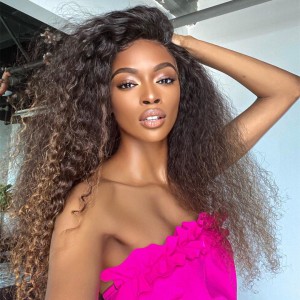 Ombre Brown Kinky Clurly Lace Front Wig | BGM Hair
