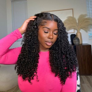 M-cap Kinky Curly 9x6 Wear Go Wig HD Lace Pre-Bleached Tiny Knots Pre-Plucked Natural Hairline Glueless Wig | BGMgirl Hair