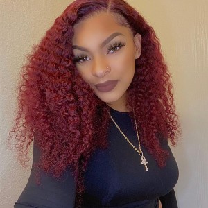 99J Burgundy Kinky Curly Lace Front Wig | BGMGirl
