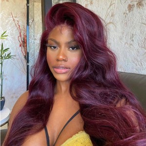99J Burgundy Body Wave Lace Front Wig | BGM Hair