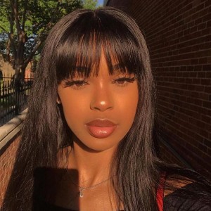 Straight Wig With Bangs Human Hair Wig | BGMGirl