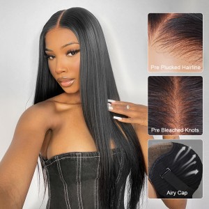 Straight Pre-Bleached Knots Wear Go Wig 6x4 HD Lace Closure 180% Glueless Wig | BGMgirl Hair