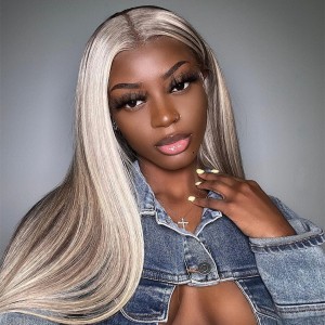 Silver & Brown 4/613 Blonde Highlight Straight Lace Front Wig | BGM Hair