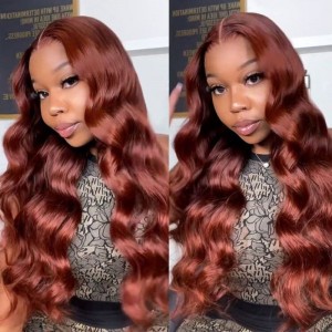 Reddish Brown Body Wave Wear Go Wig 6x4 Lace Closure 180% Density Color Glueless Wig | BGMgirl Hair