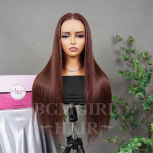 Reddish Brown Straight Wear Go Wig 6x4 Lace Closure 180% Density Color Glueless Wig | BGMgirl Hair