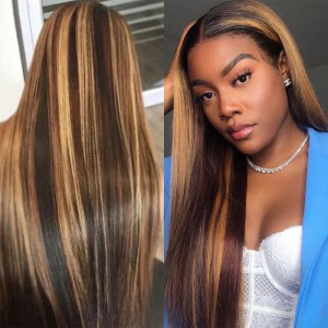 Highlight Straight Honey Blonde Colored Lace Front Wig | BGMgirl