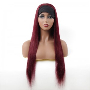 99J Burgundy Straight Headband Human Hair Wig | BGM Hair