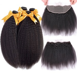 Kinky Straight Bundles Frontal Human Hair Extensions | BGMGirl