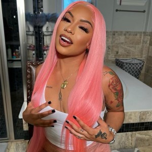 Light Pink Straight Color Lace Front Wig | BGMgirl