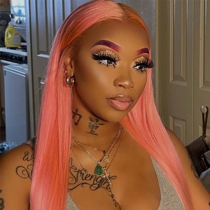 Light Pink Straight Color Lace Front Wig | BGM Hair