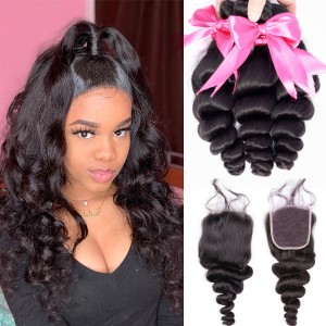 Loose Wave Bundles With Closure Human Hair Extensons | BGMGirl