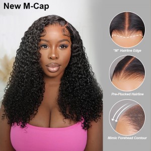 M-cap Kinky Curly 9x6 Wear Go Wig HD Lace Pre-Bleached Tiny Knots Pre-Plucked Natural Hairline Glueless Wig | BGMgirl Hair