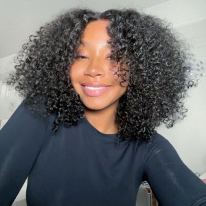 M-cap Short Bob Kinky Curly 9x6 Wear Go Wig HD Lace Pre-Bleached Tiny Knots Pre-Plucked Natural Hairline Glueless Wig | BGMgirl Hair