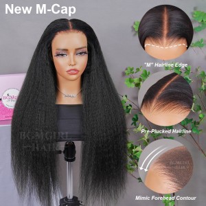 M-cap Kinky Straight 9x6 Wear Go Wig HD Lace Pre-Bleached Tiny Knots Pre-Plucked Natural Hairline Glueless Wig | BGMgirl Hair