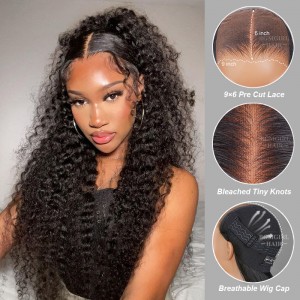 M-cap Water Wave 9x6 Wear Go Wig HD Lace Pre-Bleached Tiny Knots Pre-Plucked Natural Hairline Glueless Wig | BGMgirl Hair