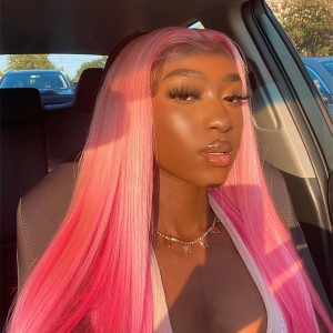 Ombre Pink Straight Color Lace Front Wig | BGM Hair