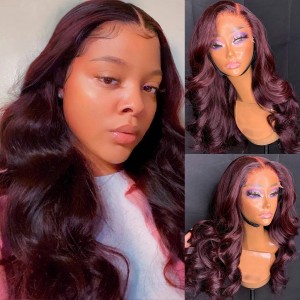 99J Burgundy Body Wave Lace Front Wig | BGM Hair