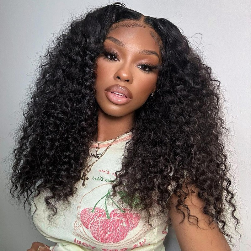 Deep Wave 4x4 Transparent Lace Closure Wig 150% Pre Plucked Queen Day Sale